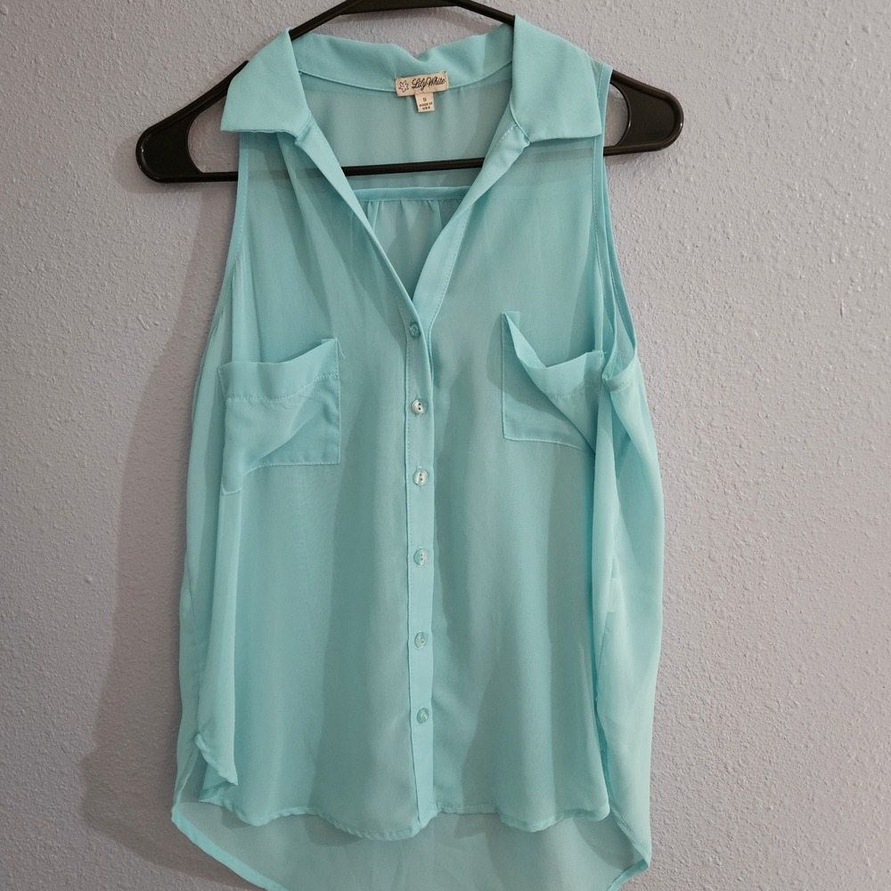Lily White Sleeveless Blouse Women's Size S Made In USA #6483